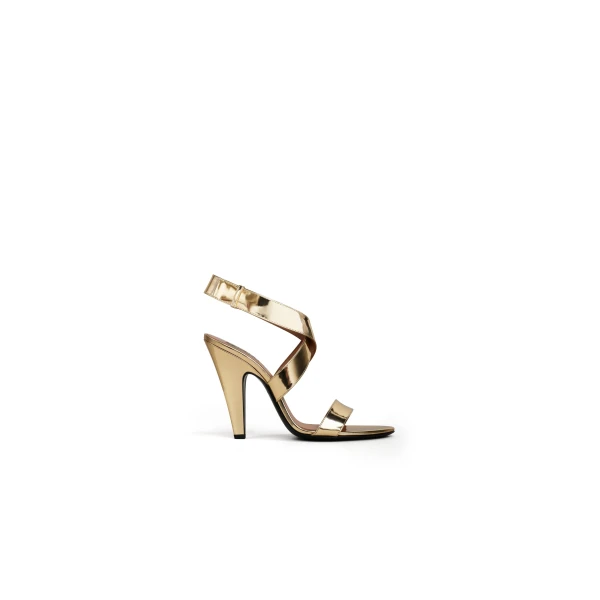 Alaia Cone Sandals in Mirror Fabric, Platinum | Sandals | Coveti