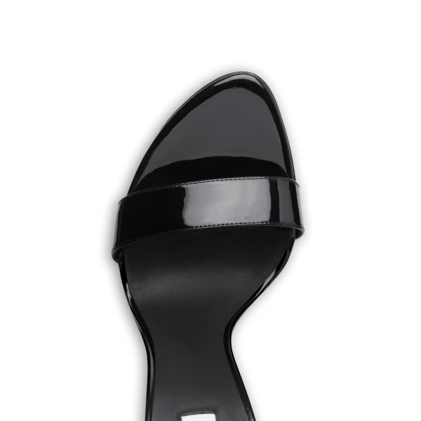 Alaia Cone Sandals in Patent Calfskin, Black | Sandals | Coveti