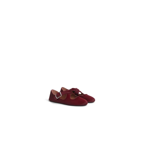 Alaia Criss Cross Ballet Flats in Haircalf, Cherry | Flats | Coveti