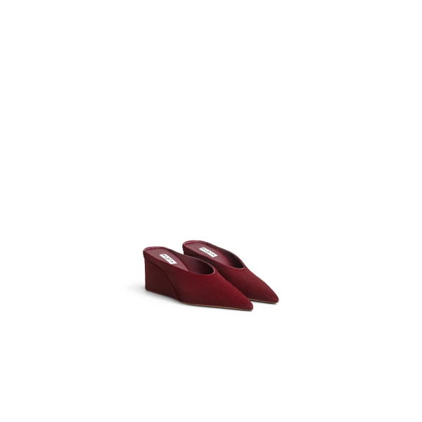 Alaia Cube Mules in Haircalf, Cherry | Mules | Coveti