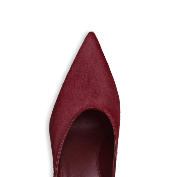Alaia Cube Mules in Haircalf, Cherry | Mules | Coveti