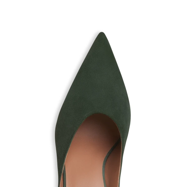 Alaia Cube Mules in Suede, Lichen | Mules | Coveti