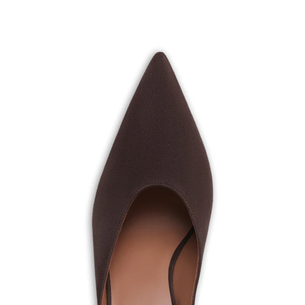 Alaia Cube Mules in Suede, Smoke Brown | Mules | Coveti