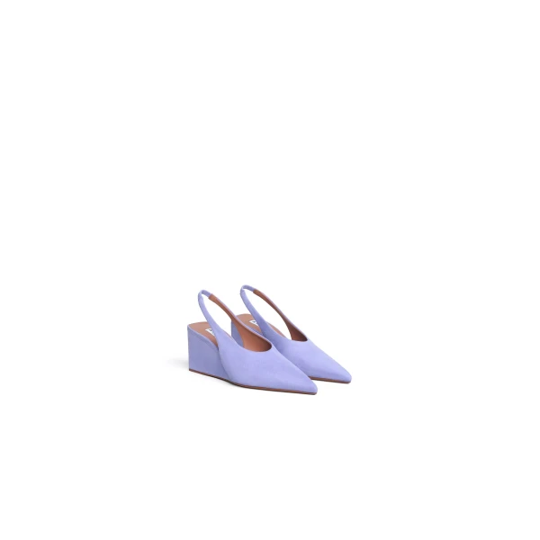 Alaia Cube Slingbacks in Suede, Lilac | Heels | Coveti