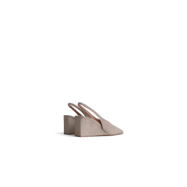 Alaia Cube Slingbacks in Suede, Mist | Heels | Coveti