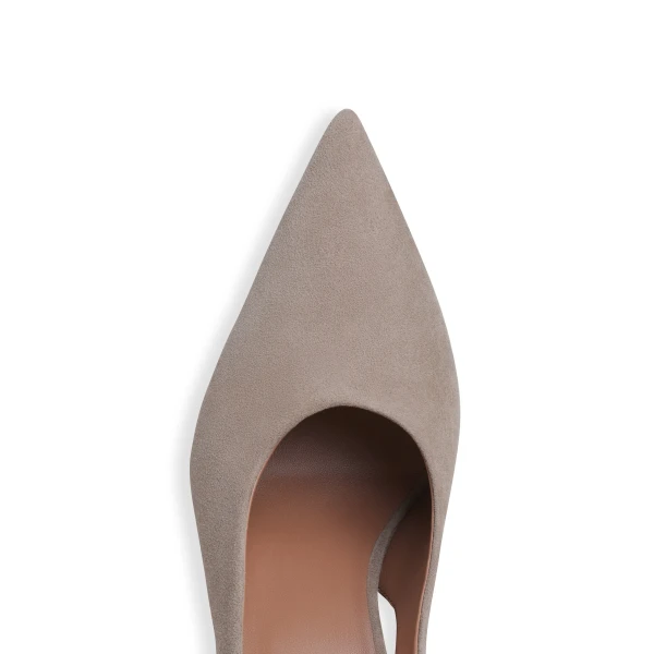 Alaia Cube Slingbacks in Suede, Mist | Heels | Coveti