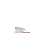 Alaia Cube Thong Mules in Mirror Fabric, Silver | Mules | Coveti