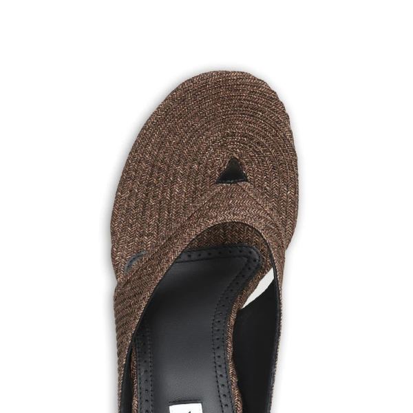 Alaia Cube Thong Mules in Paper Straw, Brown | Mules | Coveti
