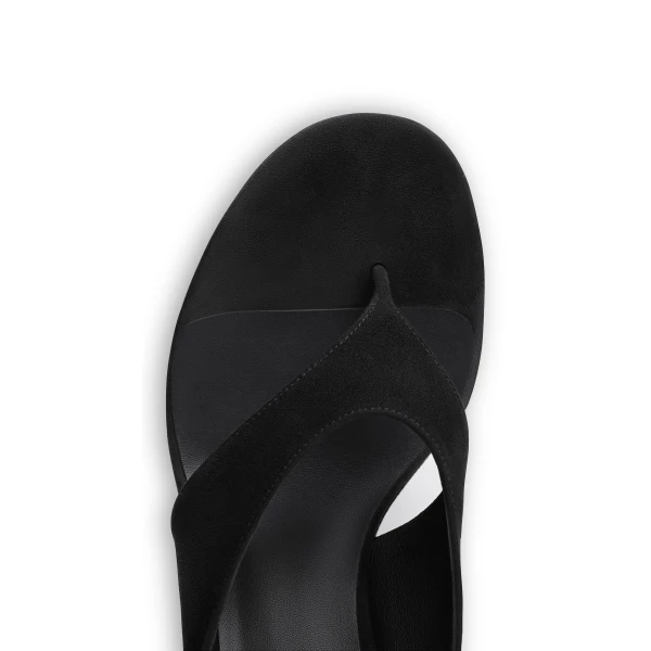 Alaia Cube Thong Mules in Suede, Black | Mules | Coveti