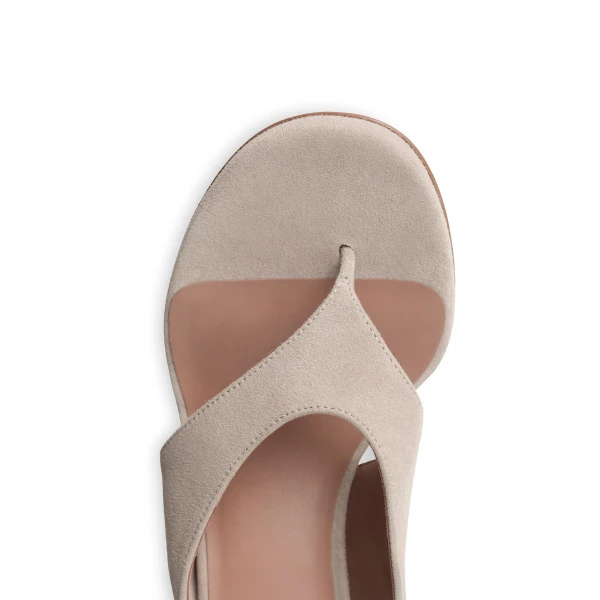 Alaia Cube Thong Mules in Suede, Grey | Mules | Coveti
