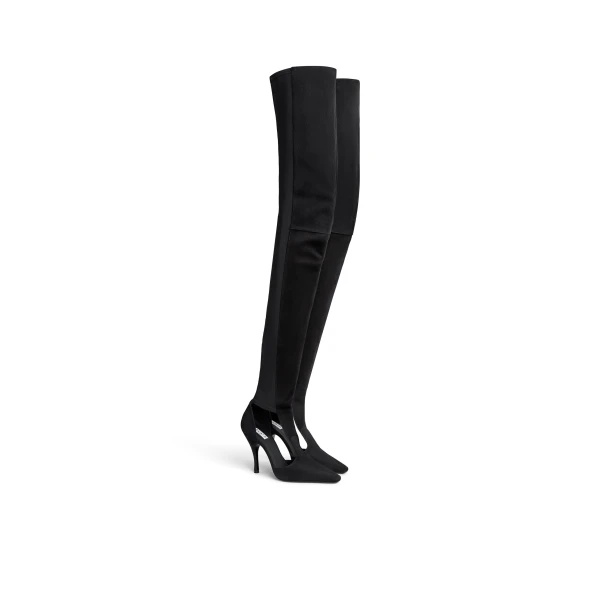 Alaia Cut Out High Boots in Suede, Black | Boots | Coveti