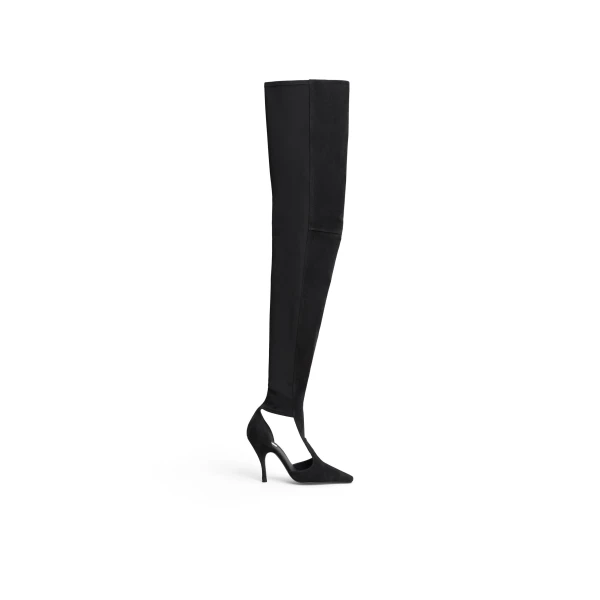 Alaia Cut Out High Boots in Suede, Black | Boots | Coveti