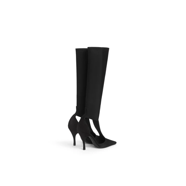 Alaia Cut Out Knee Boots in Suede, Black | Boots | Coveti