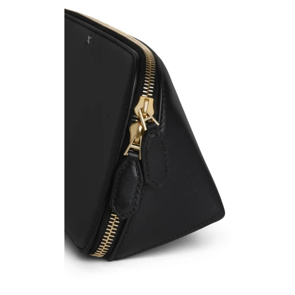 Alaia Delta Clutch in Box Calfskin, Black | Clutch Bags | Coveti