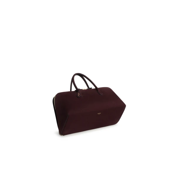 Alaia Delta Medium Bag in Nubuck, Bordeaux | Totes & Top-Handle Bags | Coveti
