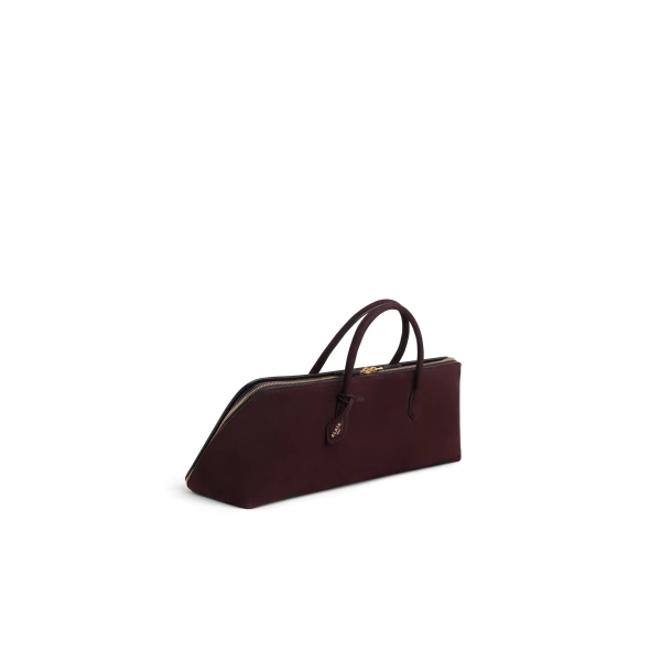 Alaia Delta Medium Bag in Nubuck, Bordeaux | Totes & Top-Handle Bags | Coveti