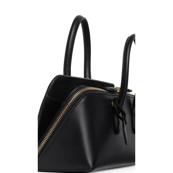 Alaia Delta Small Bag in Box Calfskin, Black | Totes & Top-Handle Bags | Coveti