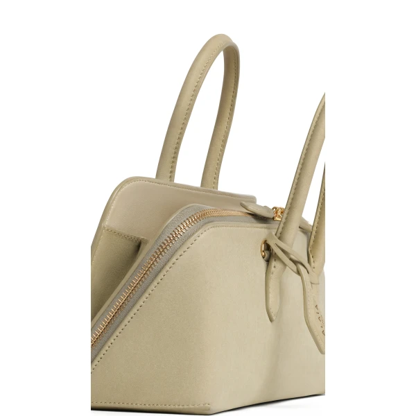 Alaia Delta Small Bag in Nubuck, Almond Green | Totes & Top-Handle Bags | Coveti