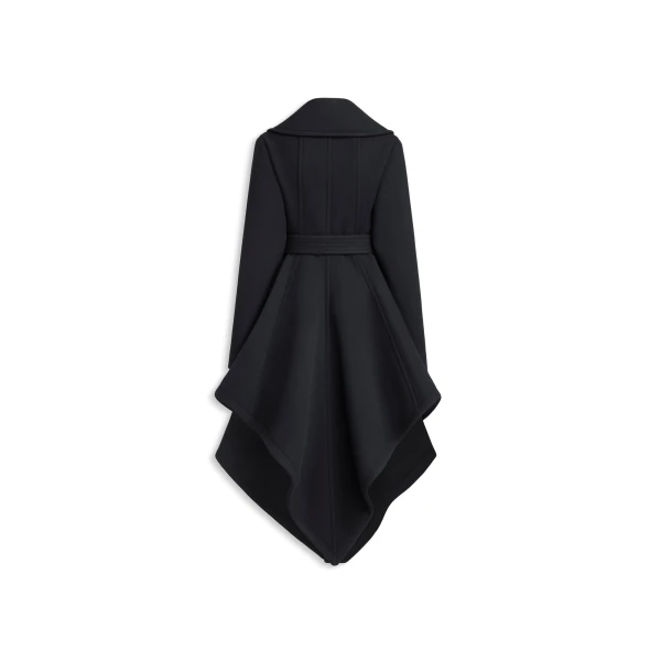 Alaia Double Face Wool Wrap Coat in Black | Wool Coat | Coveti