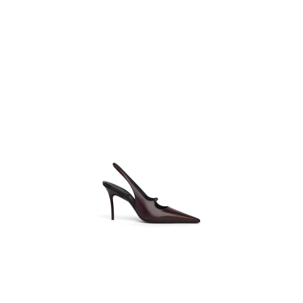 Drop Slingbacks in Polished Goatskin, Smoke Brown