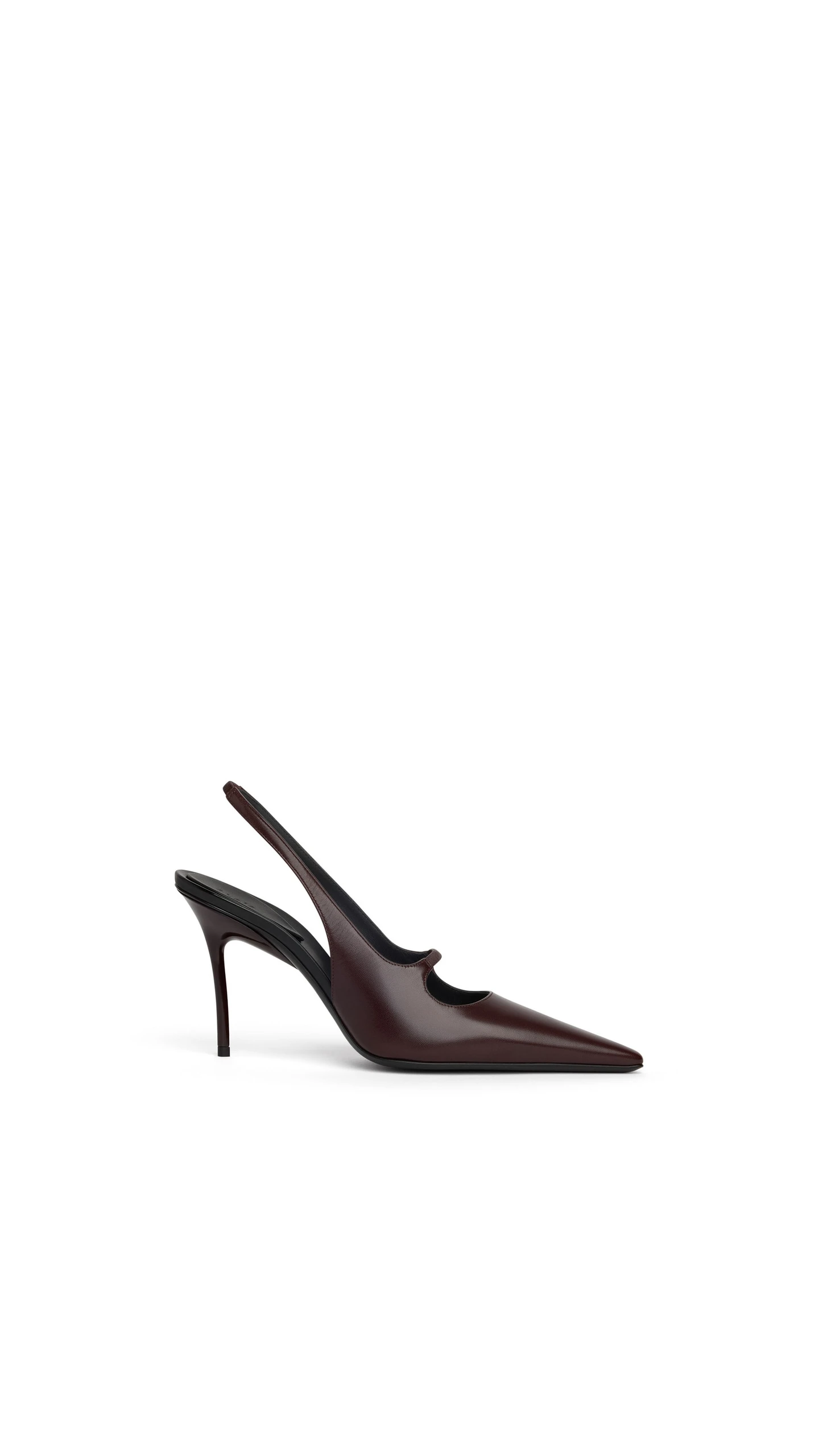 Alaia Drop Slingbacks in Polished Goatskin, Smoke Brown Alaia Drop Slingbacks in Polished Goatskin, Smoke Brown | Heels | Coveti