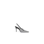 Alaia Drop Slingbacks in Vichy Print, Black and White | Heels | Coveti