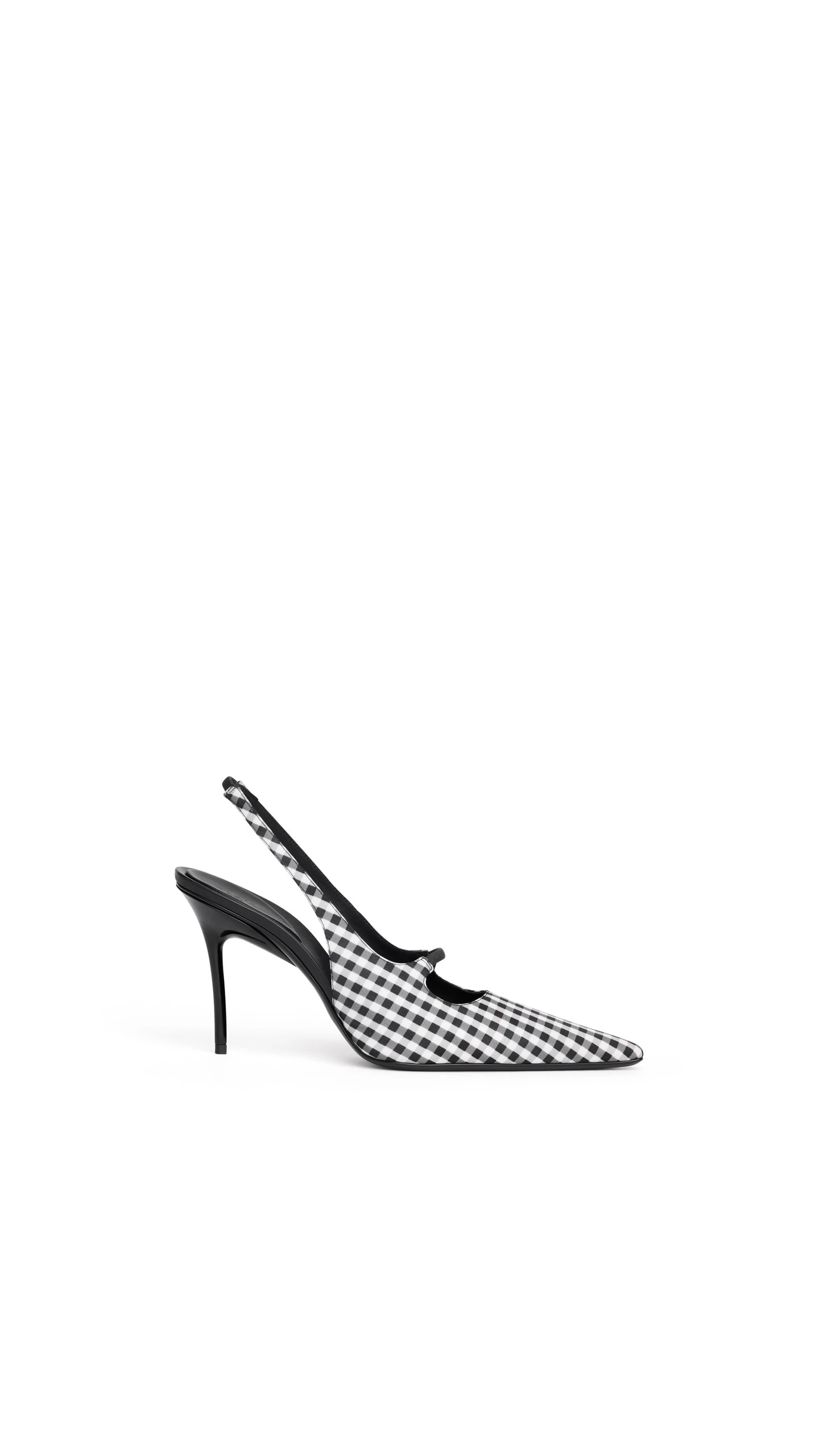 Alaia Drop Slingbacks in Vichy Print, Black and White Alaia Drop Slingbacks in Vichy Print, Black and White | Heels | Coveti