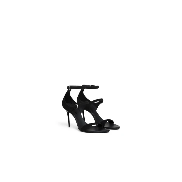 Alaia Drop Strappy Sandals in Suede, Black | Sandals | Coveti
