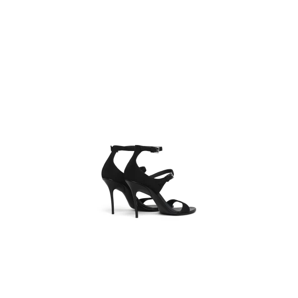 Alaia Drop Strappy Sandals in Suede, Black | Sandals | Coveti