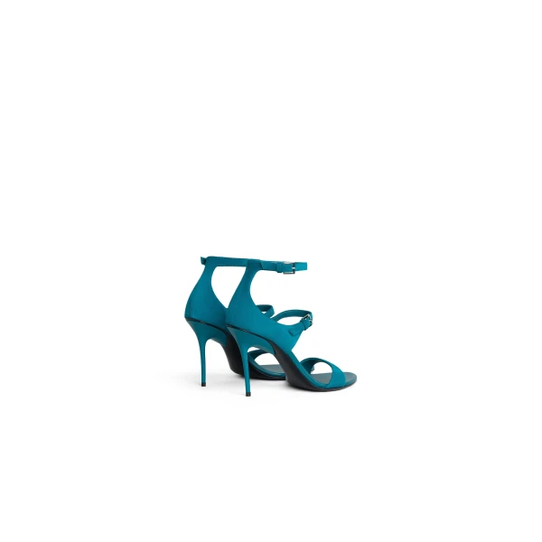Alaia Drop Strappy Sandals in Suede, China Blue | Sandals | Coveti