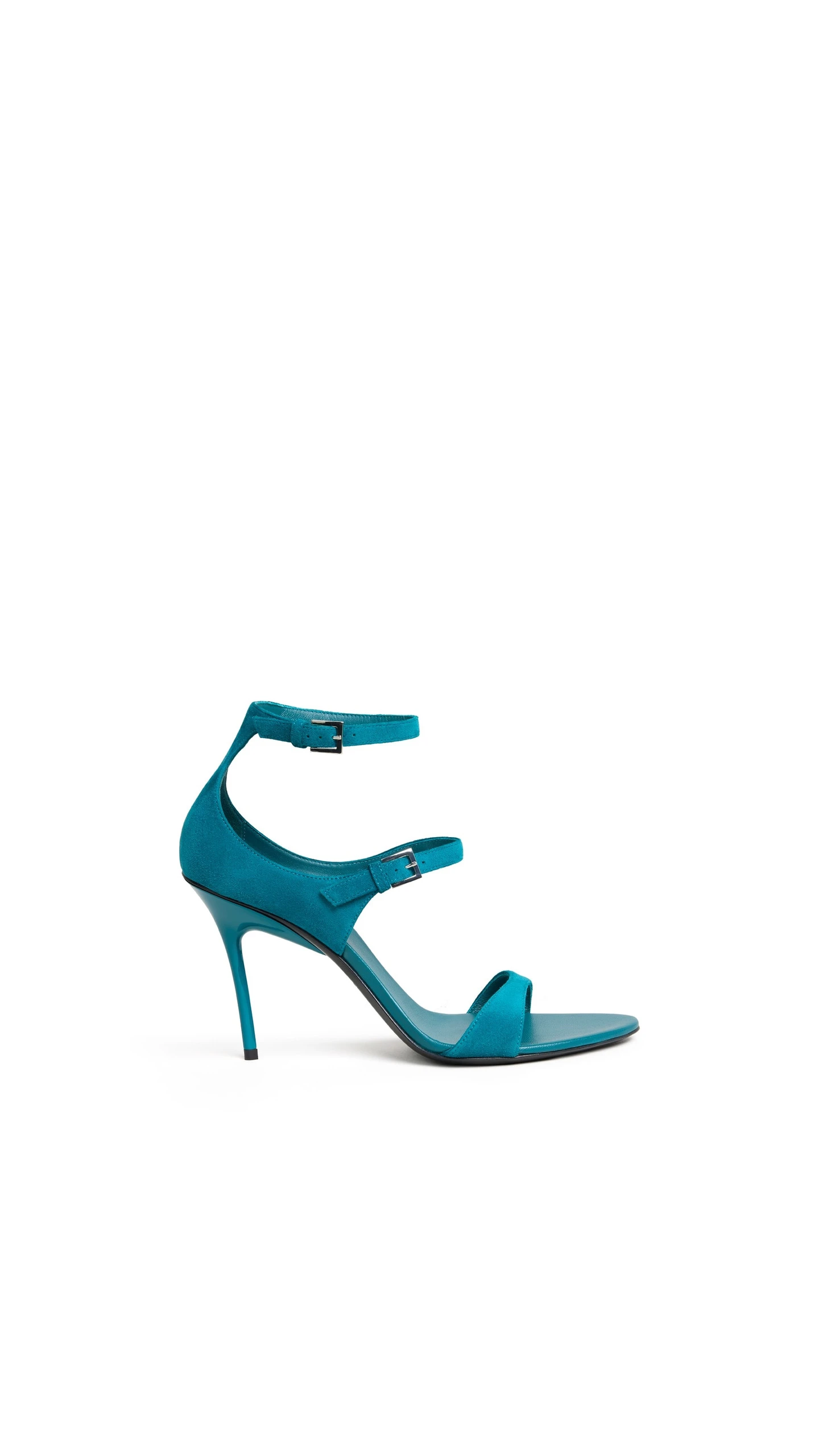 Alaia Drop Strappy Sandals in Suede, China Blue Alaia Drop Strappy Sandals in Suede, China Blue | Sandals | Coveti