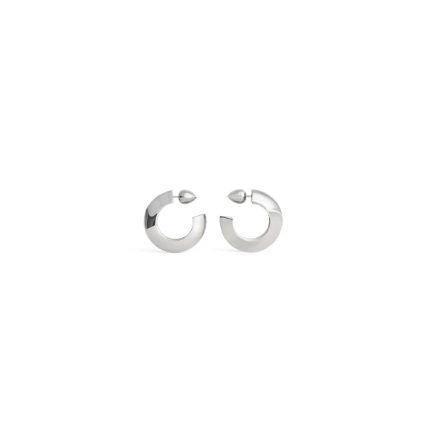Edge Hoop Earrings in Silver