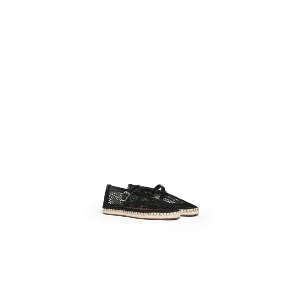 Alaia Espadrilles in Fishnet and Patent Leather, Black | Espadrilles | Coveti