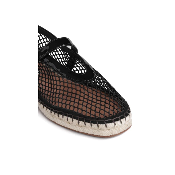 Alaia Espadrilles in Fishnet and Patent Leather, Black | Espadrilles | Coveti