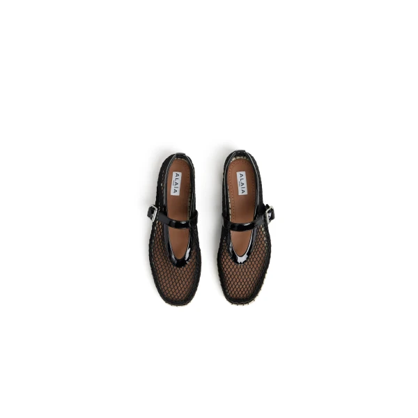 Alaia Espadrilles in Fishnet and Patent Leather, Black | Espadrilles | Coveti