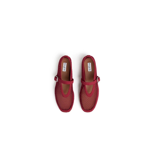 Alaia Espadrilles in Fishnet and Suede, Carmine | Espadrilles | Coveti