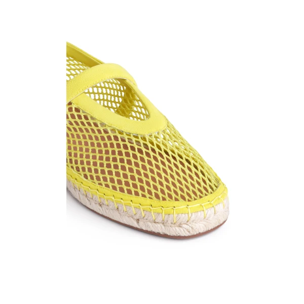 Alaia Espadrilles in Fishnet and Suede, Lemon Yellow | Espadrilles | Coveti