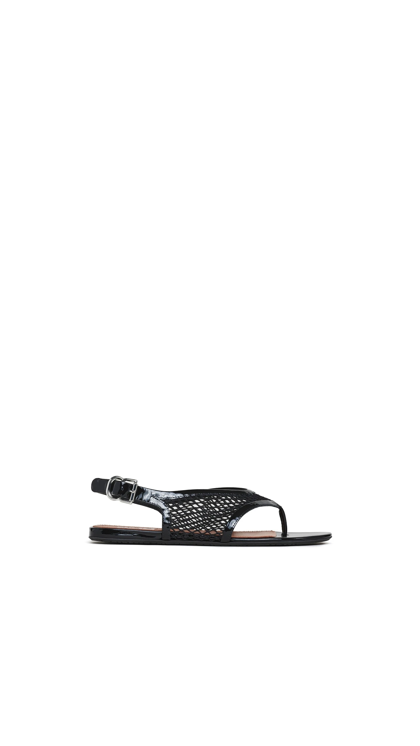 Alaia Fishnet Thong Sandals in Patent Calfskin, Black Alaia Fishnet Thong Sandals in Patent Calfskin, Black | Sandals | Coveti