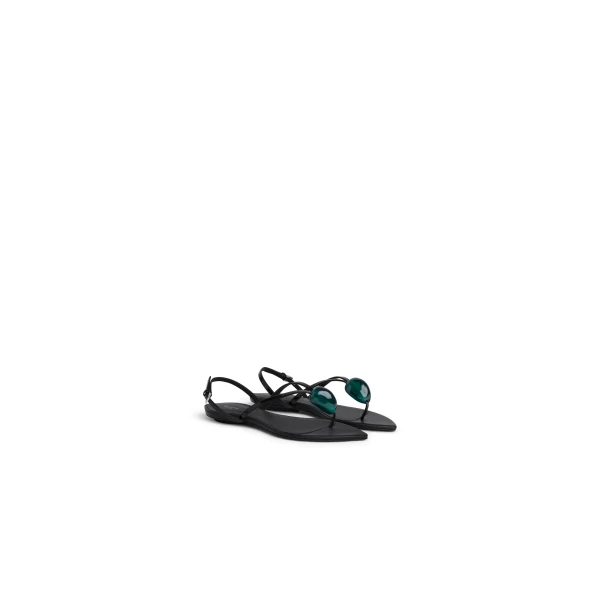 Alaia Flat Jewel Sandals in Patent Leather, Black | Sandals | Coveti