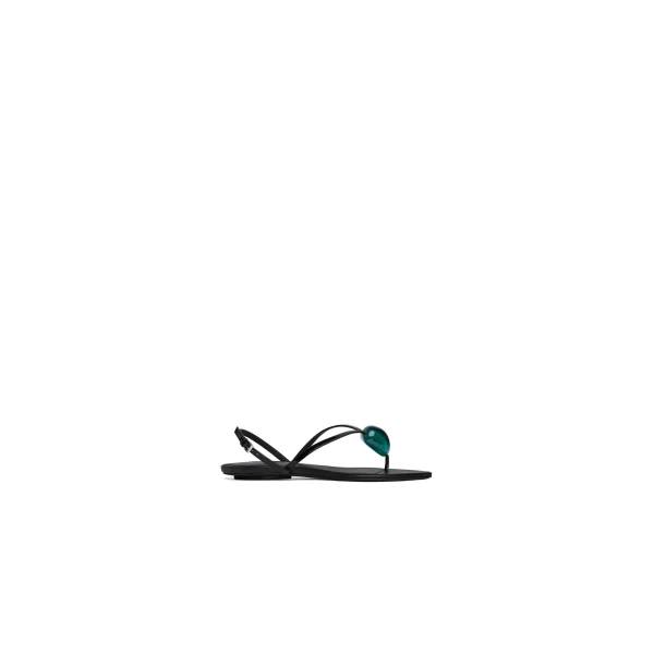 Alaia Flat Jewel Sandals in Patent Leather, Black | Sandals | Coveti