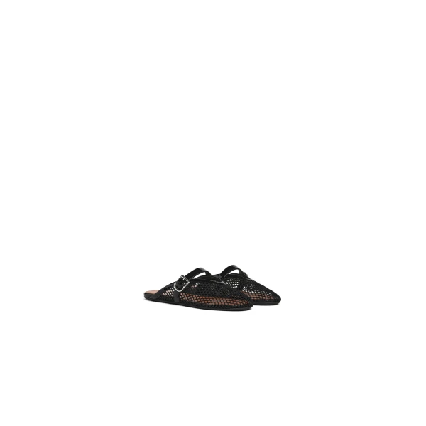 Alaia Flat Mules in Fishnet, Black | Mules | Coveti
