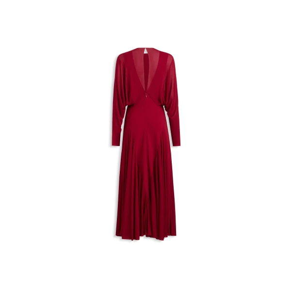 Alaia Fluid Jersey Dress in Dark Red | Maxi Dresses | Coveti