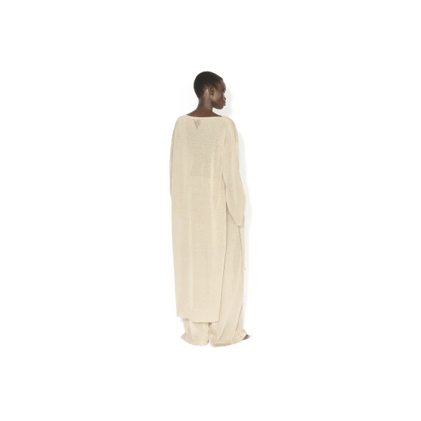Alaia Fluid Silk Linen Pants in Beige | Wide leg pants | Coveti