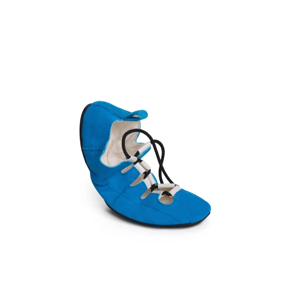Alaia Fold Laced Flats in Velvet Calfskin, Turquin Blue | Flats | Coveti