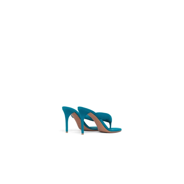 Alaia Heel Thong Mules in Suede, China Blue, 90 mm | Mules | Coveti