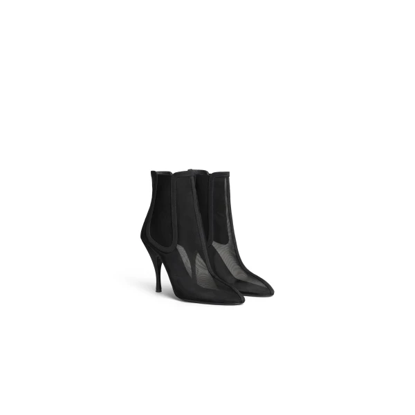 Alaia Heeled Chelsea Boots in Mesh, Black | Boots | Coveti