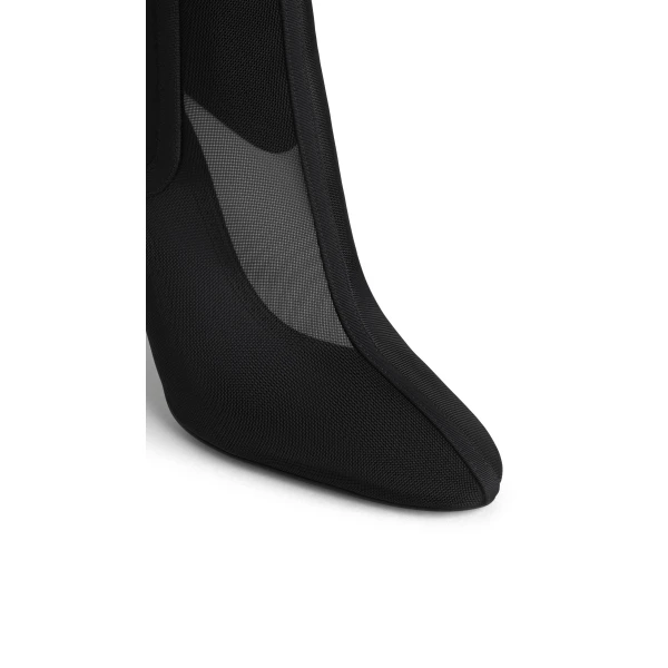 Alaia Heeled Chelsea Boots in Mesh, Black | Boots | Coveti