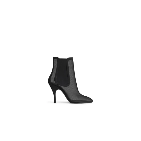 Heeled Chelsea Boots in Mesh, Black