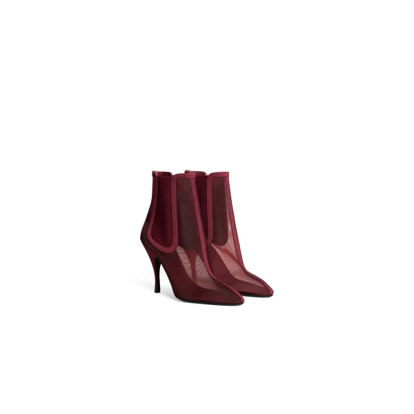Alaia Heeled Chelsea Boots in Mesh, Bordeaux | Boots | Coveti