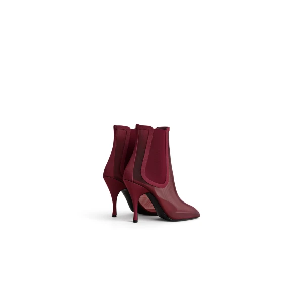 Alaia Heeled Chelsea Boots in Mesh, Bordeaux | Boots | Coveti